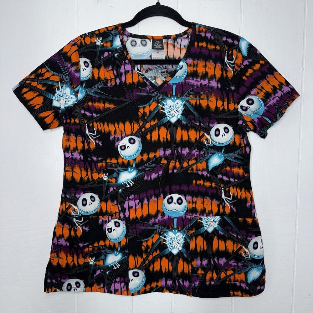 Disney The Nightmare Before Christmas Nurse Tech Vet Scrub Top Size M
